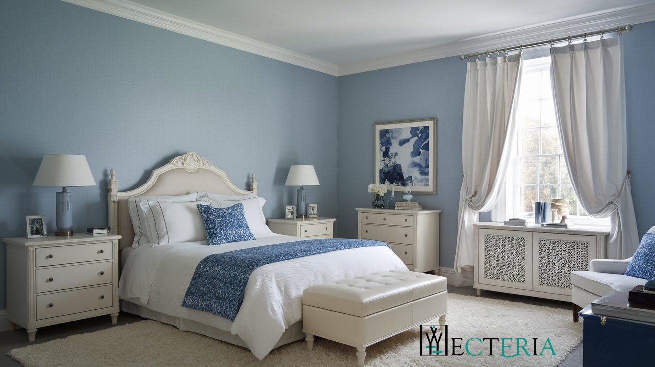 Bedroom Color Combinations |Classic Blue and White