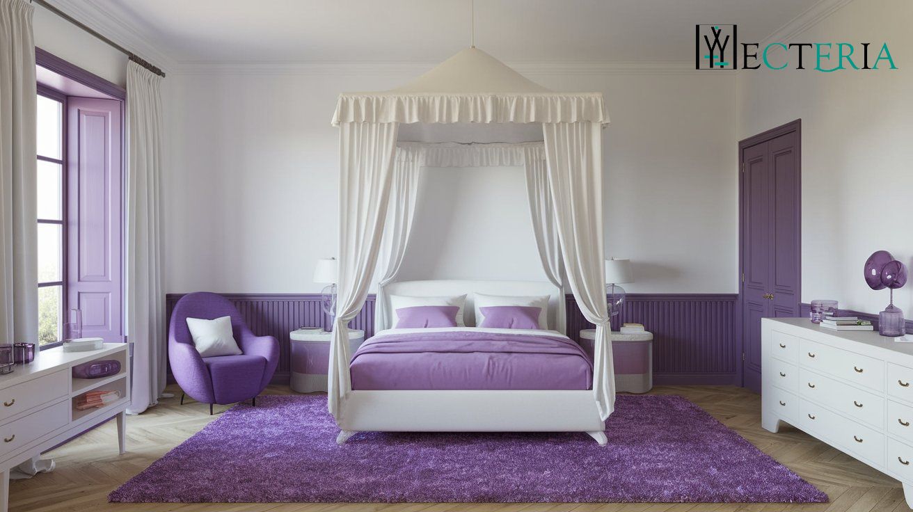 Bedroom Color Combinations | White and Purple