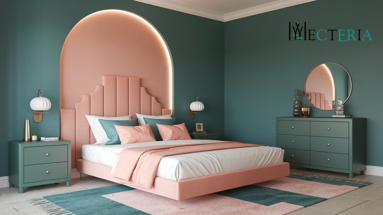 Bedroom Color Combinations | Teal and Peach