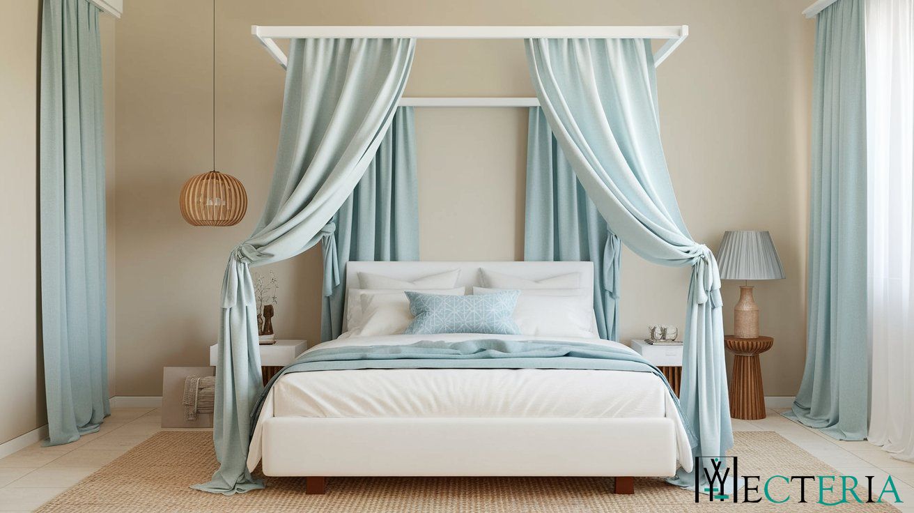 Bedroom Color Combinations |Soft Beige­ and Cool Sky Blue