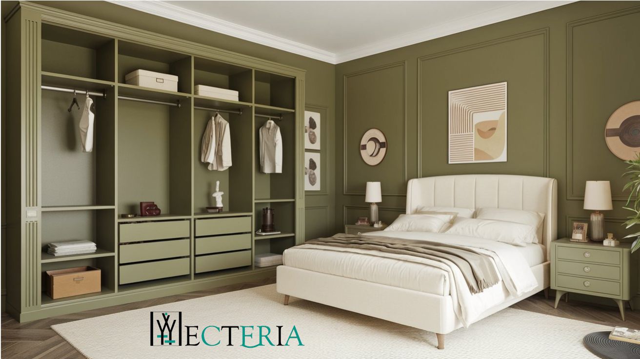 Bedroom Color Combinations |Olive Gre­en and Off-White
